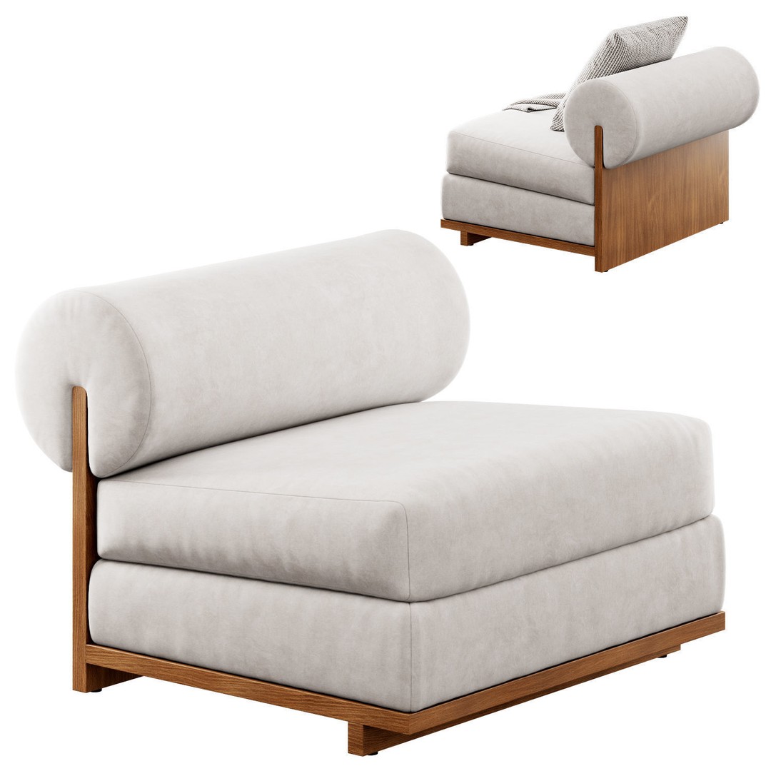 Moving Mountains Slipper Chair 3D Model – Modern Fabric Armchair, FBX - View 7