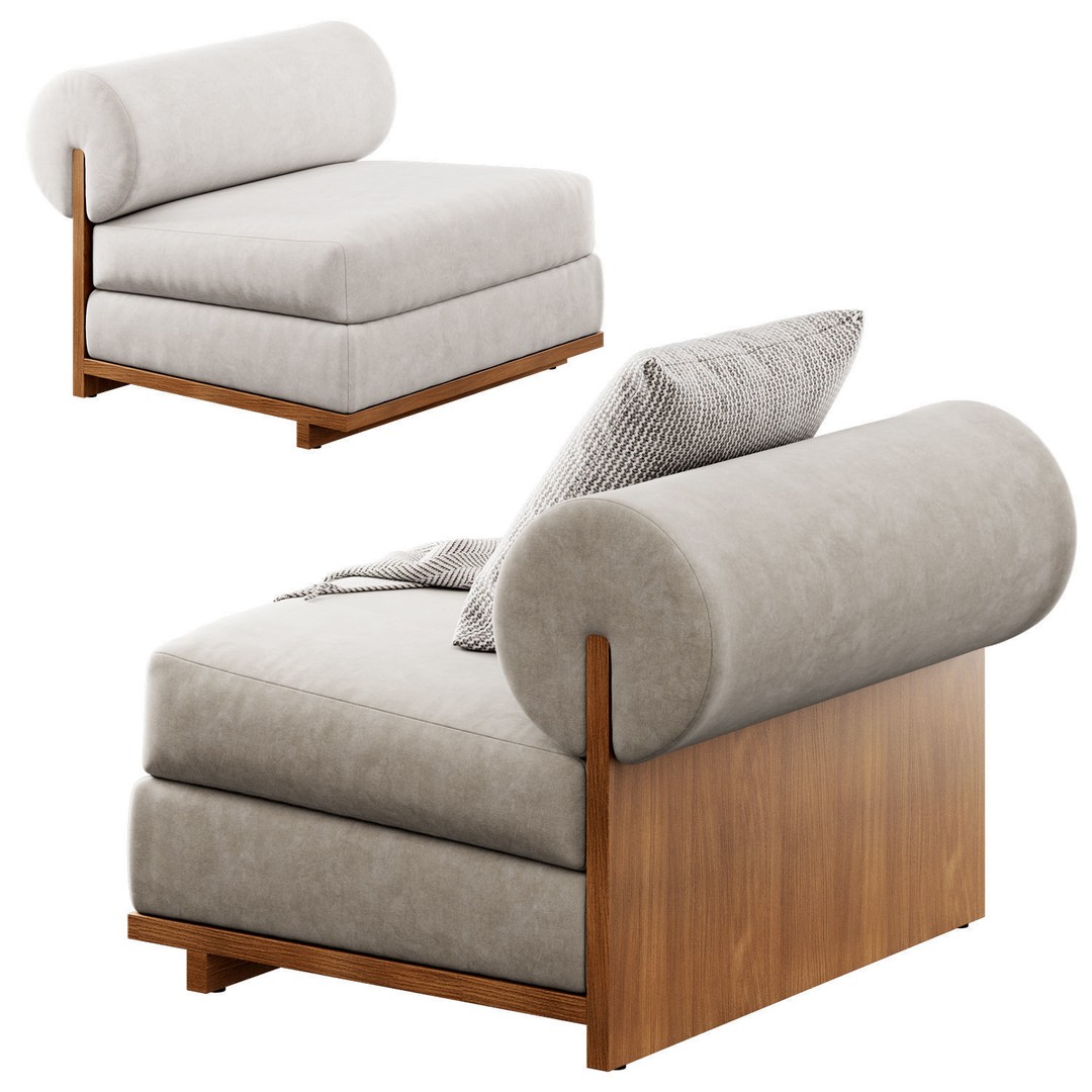 Moving Mountains Slipper Chair 3D Model – Modern Fabric Armchair, FBX - View 8