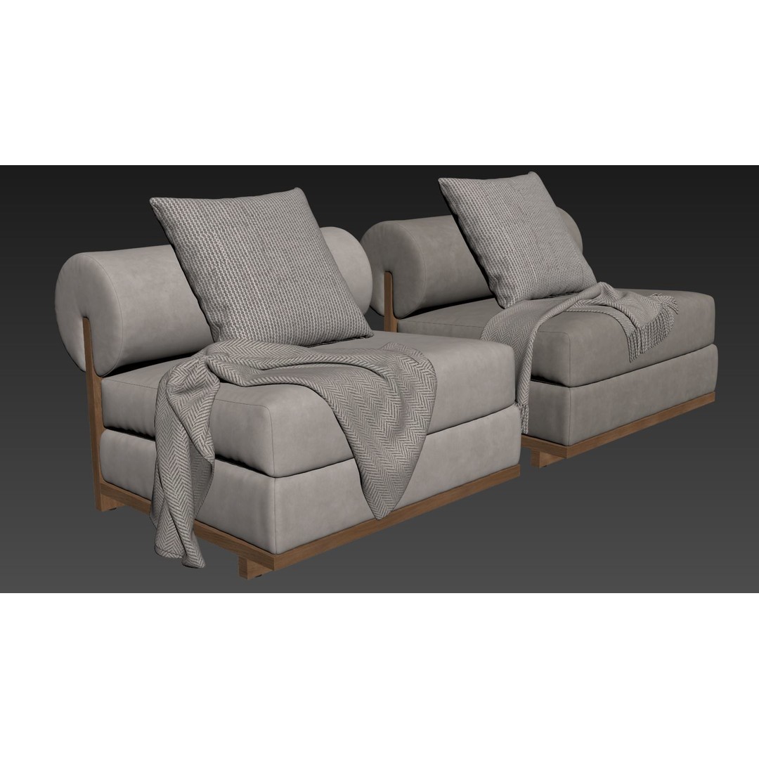 Moving Mountains Slipper Chair 3D Model – Modern Fabric Armchair, FBX - View 9