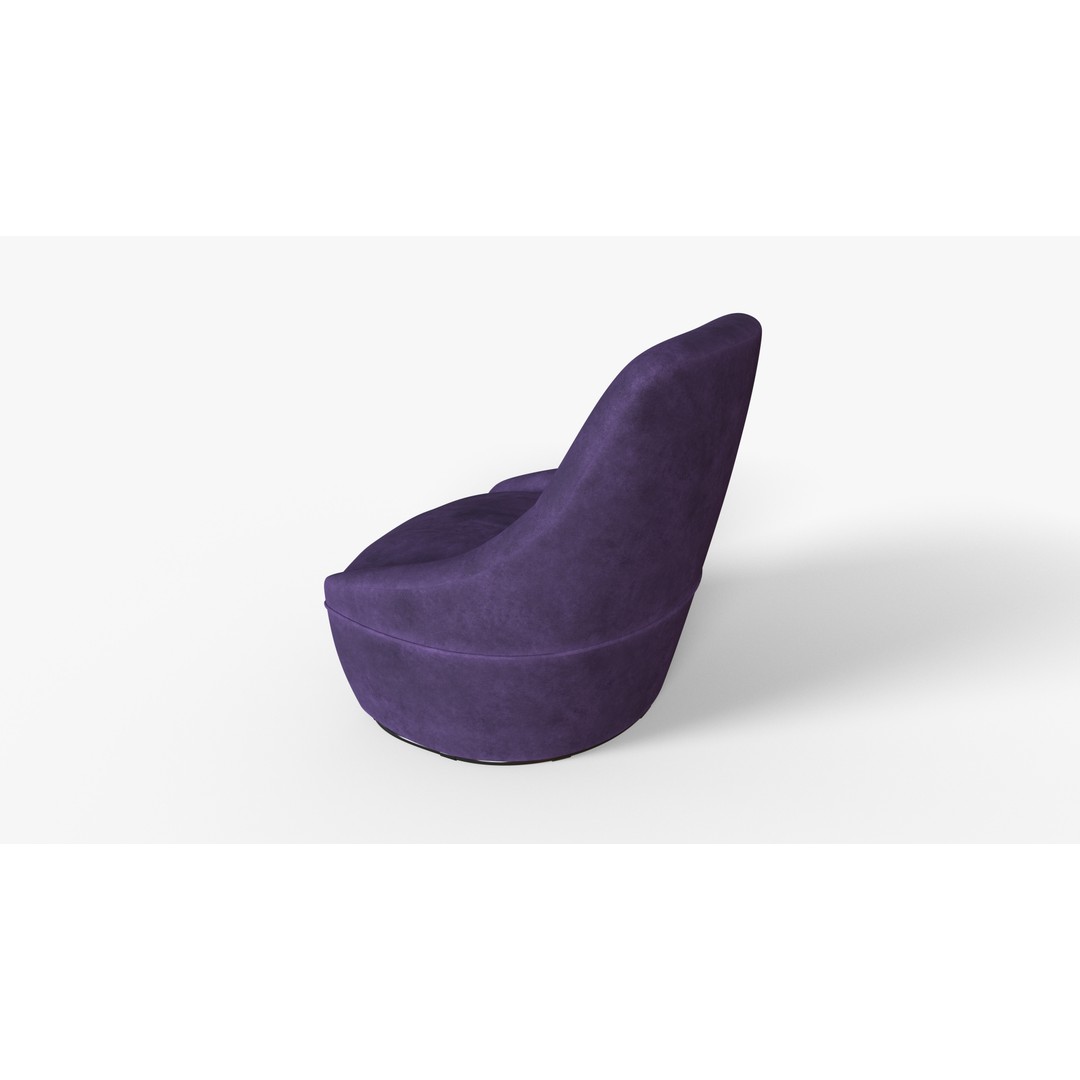 Purple Fabric Chair 3D Model – High-Quality PBR Interior Asset, FBX - View 3