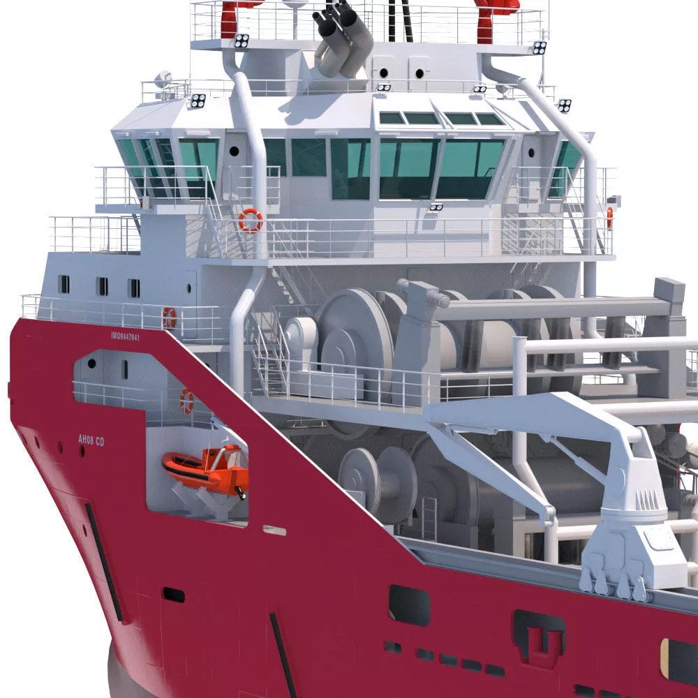 75 m AHTS Supply Vessel 3D Model – High Poly, PBR Textures, FBX - View 11