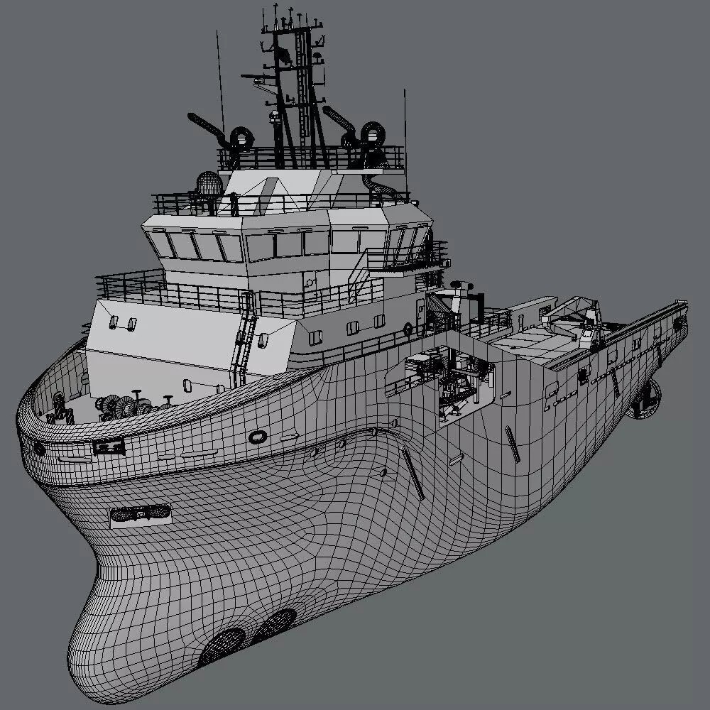 75 m AHTS Supply Vessel 3D Model – High Poly, PBR Textures, FBX - View 7