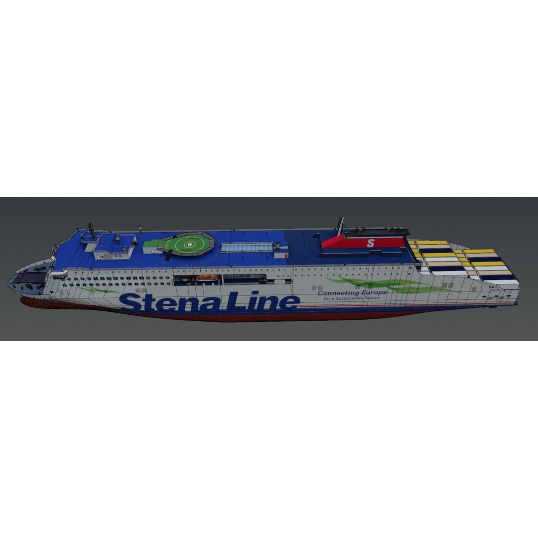 Stena Edda 3D Model – Low Poly Passenger Ship, FBX, OBJ - View 11