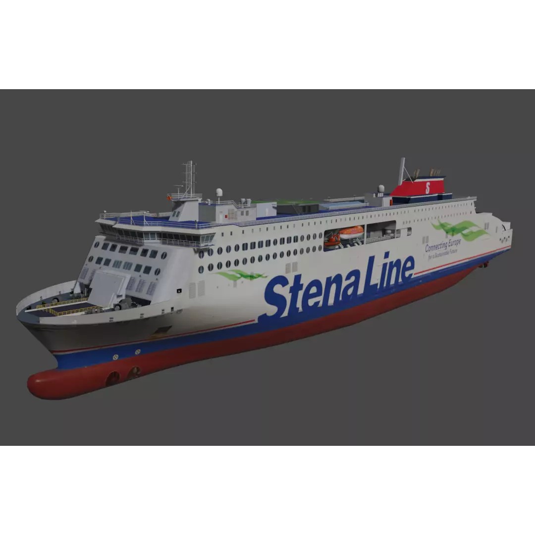 Stena Edda 3D Model – Low Poly Passenger Ship, FBX, OBJ - View 2