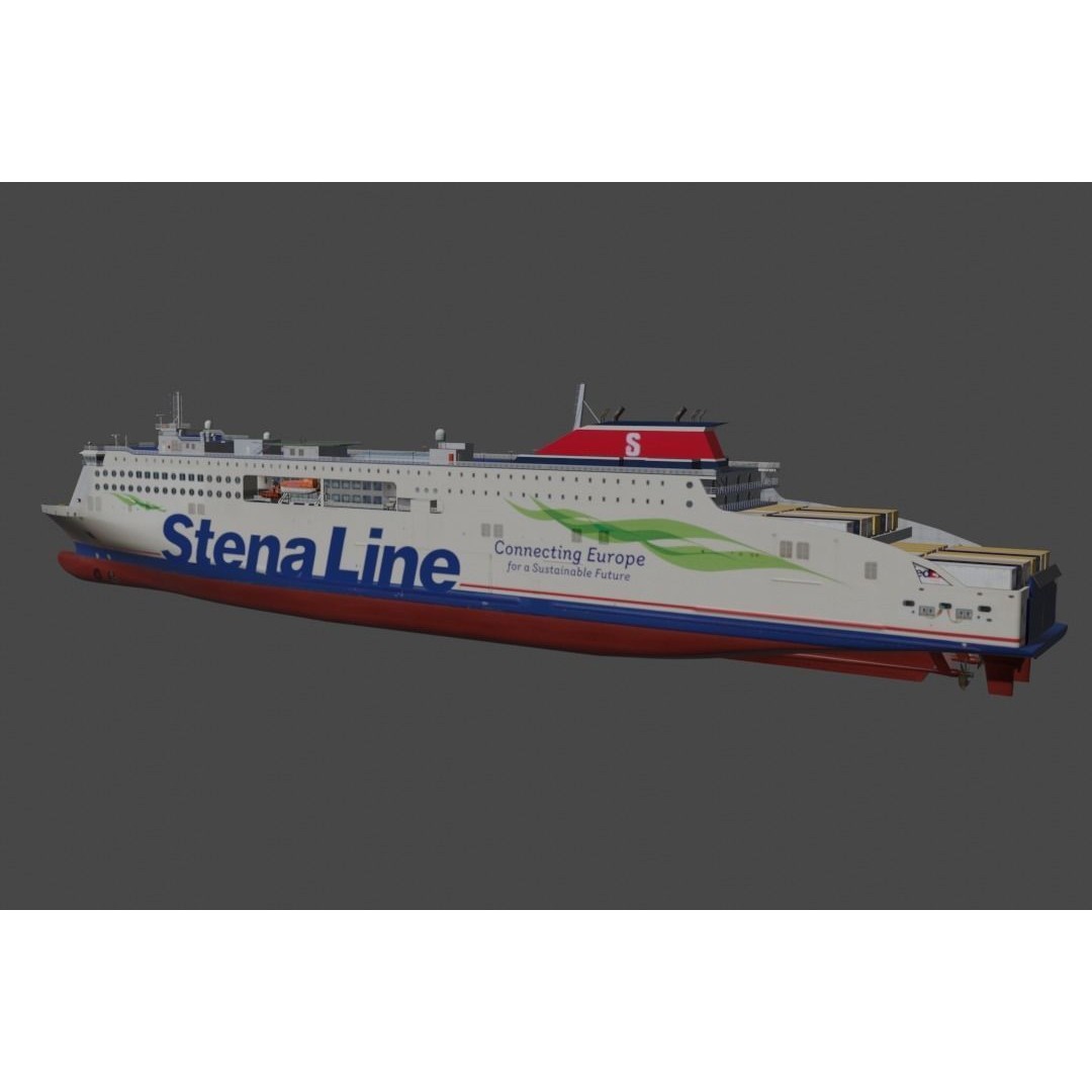 Stena Edda 3D Model – Low Poly Passenger Ship, FBX, OBJ - View 3
