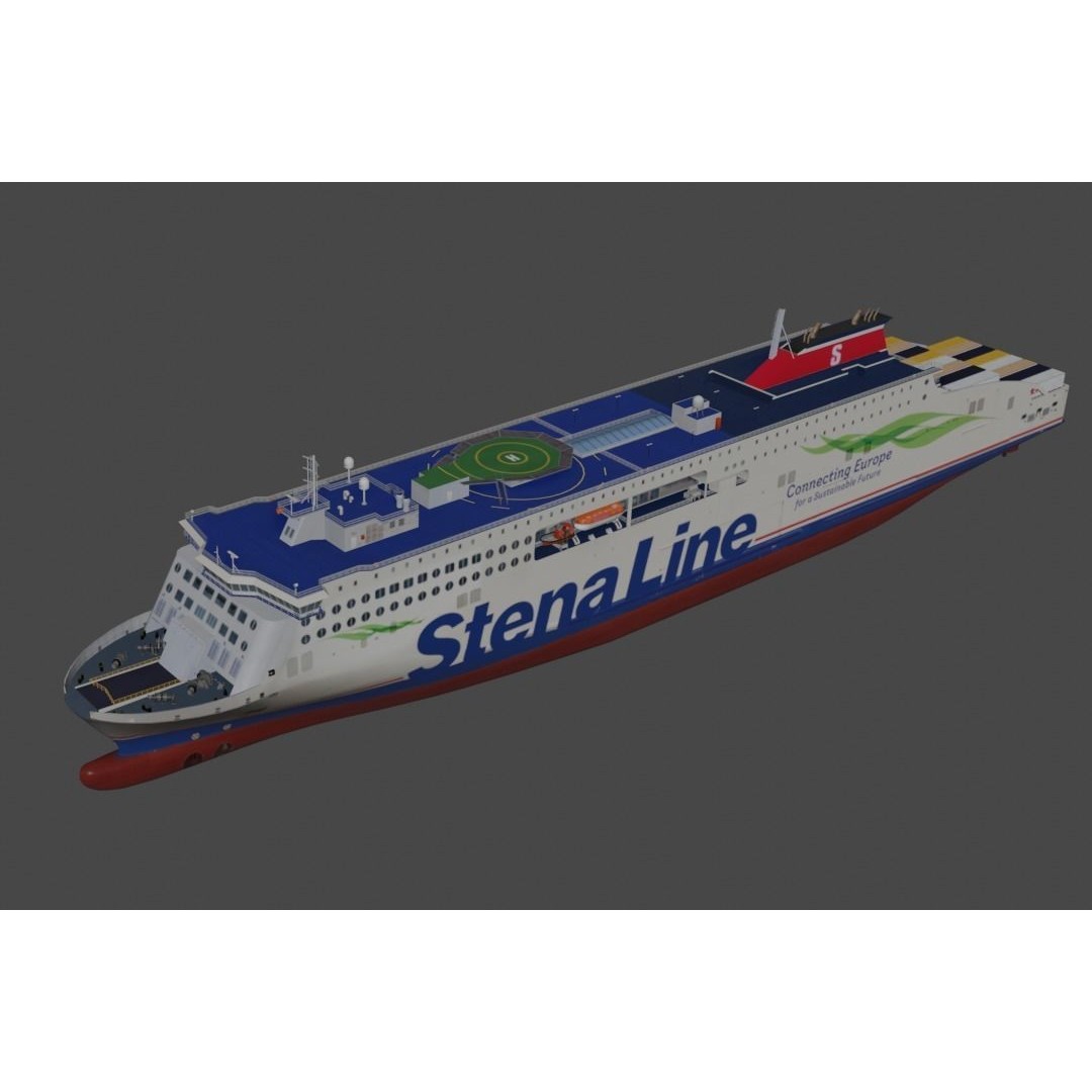 Stena Edda 3D Model – Low Poly Passenger Ship, FBX, OBJ - View 5