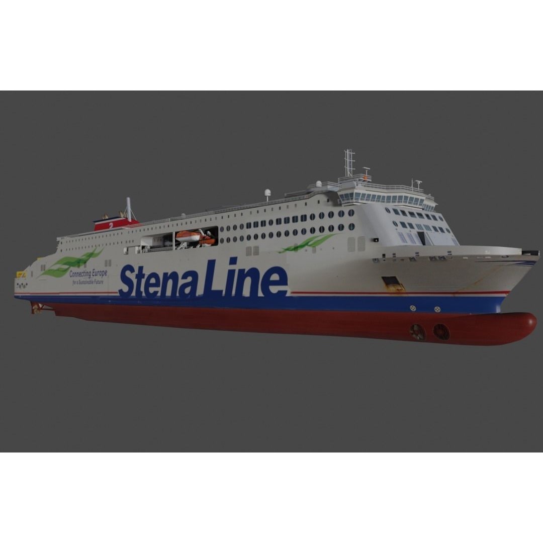 Stena Edda 3D Model – Low Poly Passenger Ship, FBX, OBJ - View 6