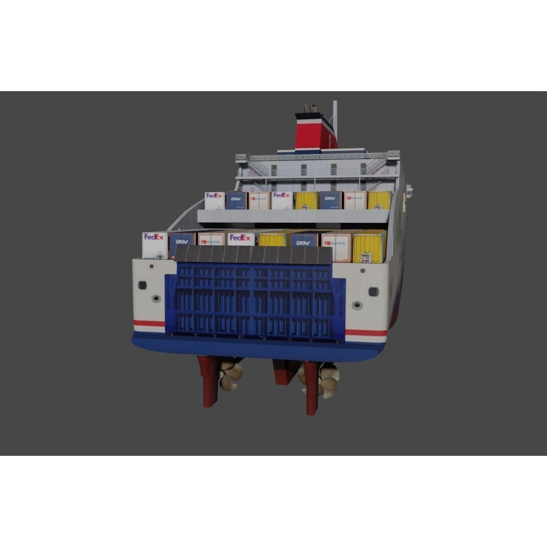 Stena Edda 3D Model – Low Poly Passenger Ship, FBX, OBJ - View 7