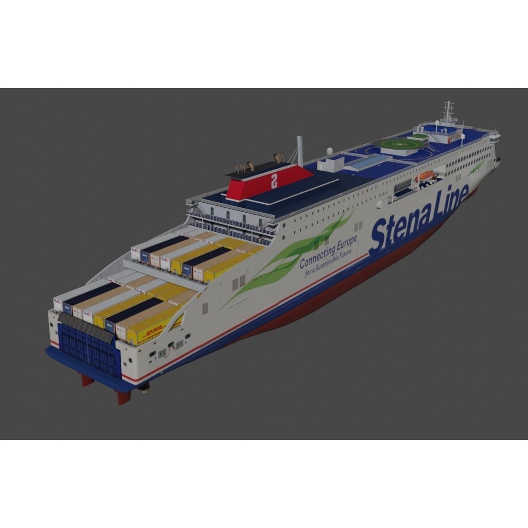 Stena Edda 3D Model – Low Poly Passenger Ship, FBX, OBJ - View 8