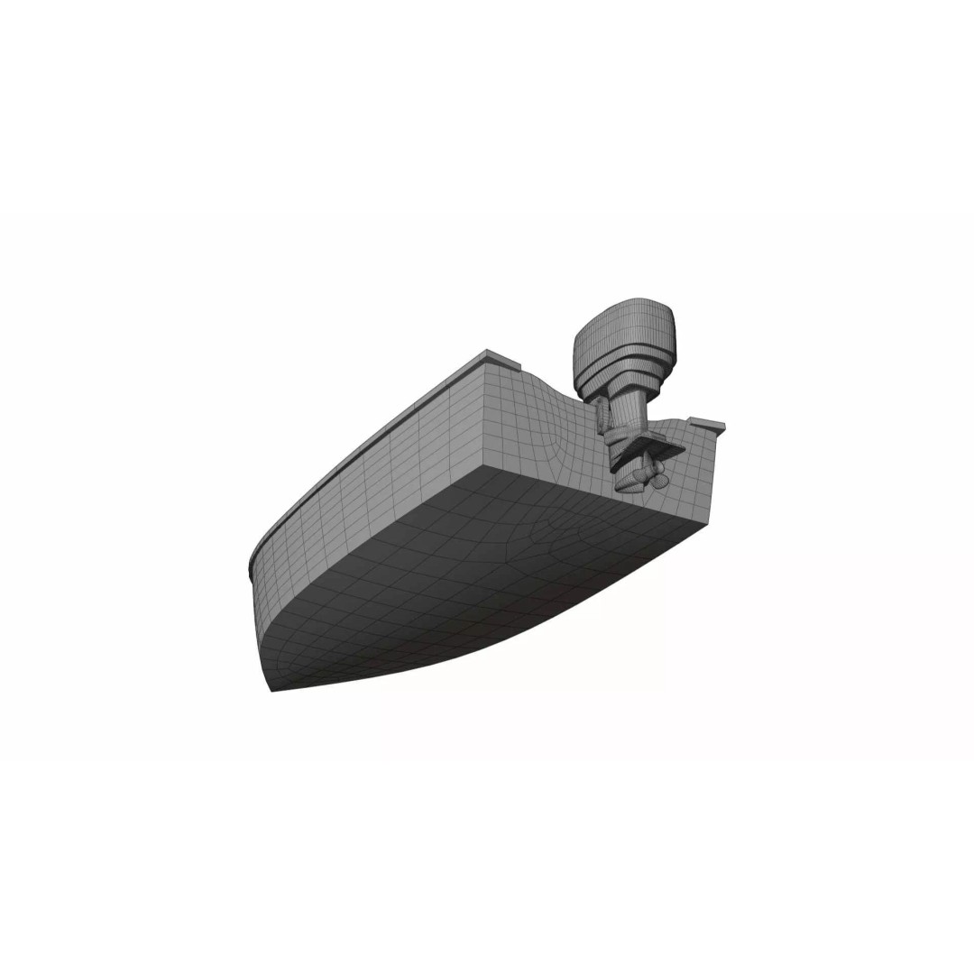 Lumber Yard Skiff 3D Model – Detailed Wooden Boat with Outboard Motor