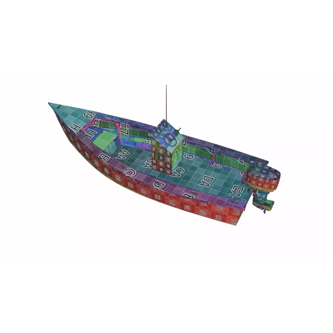 Lumber Yard Skiff 3D Model – Detailed Wooden Boat with Outboard Motor - View 10