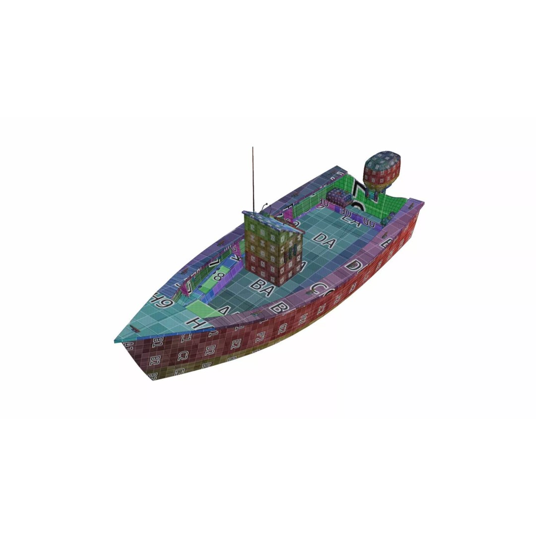 Lumber Yard Skiff 3D Model – Detailed Wooden Boat with Outboard Motor - View 11