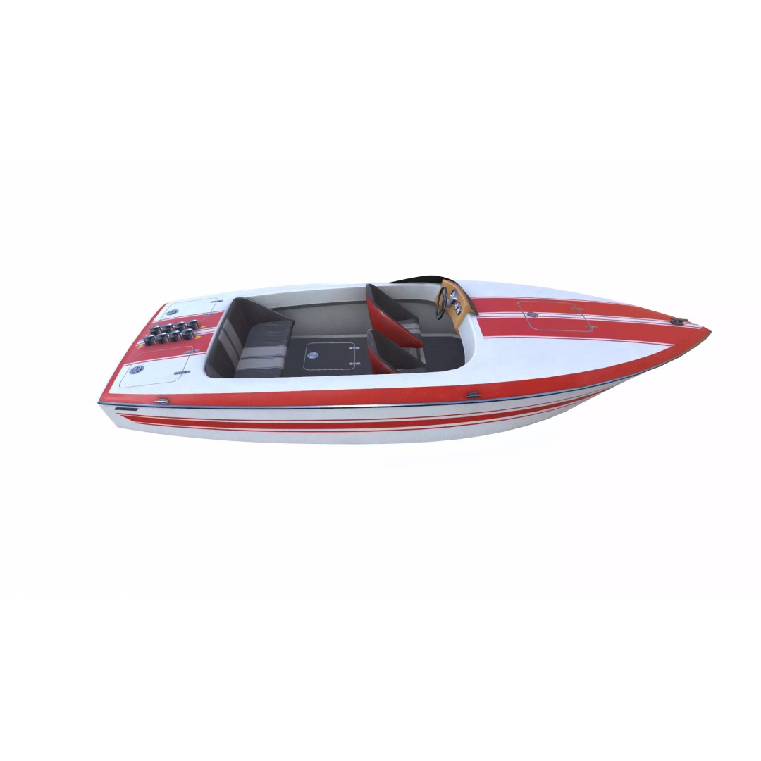 Speedboat 3D Model – Low Poly PBR Game Asset, FBX, OBJ, Blender - View 11
