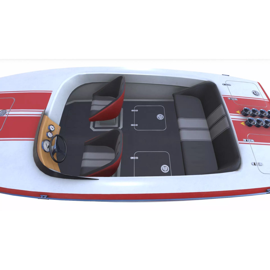 Speedboat 3D Model – Low Poly PBR Game Asset, FBX, OBJ, Blender - View 16