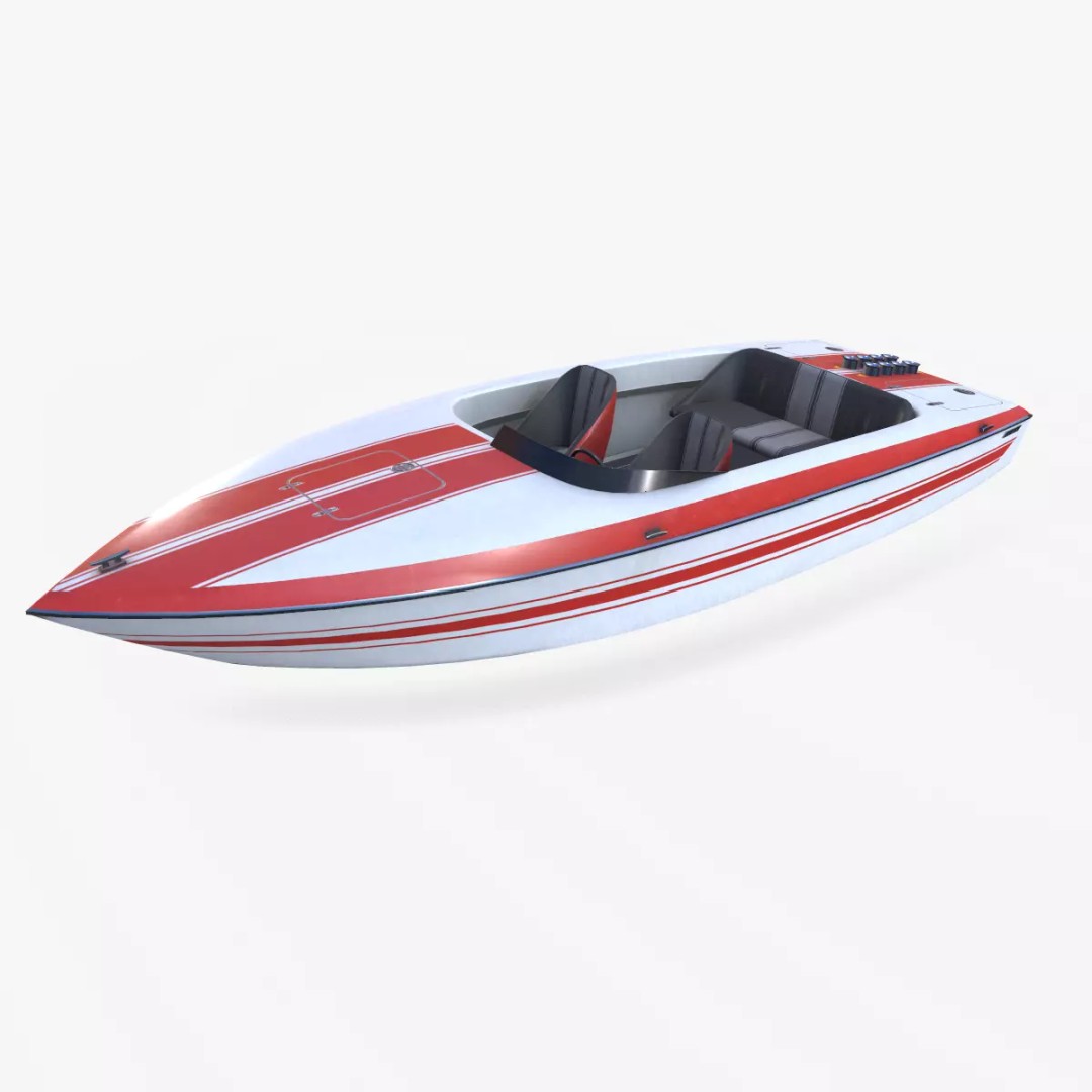 Speedboat 3D Model – Low Poly PBR Game Asset, FBX, OBJ, Blender - View 2