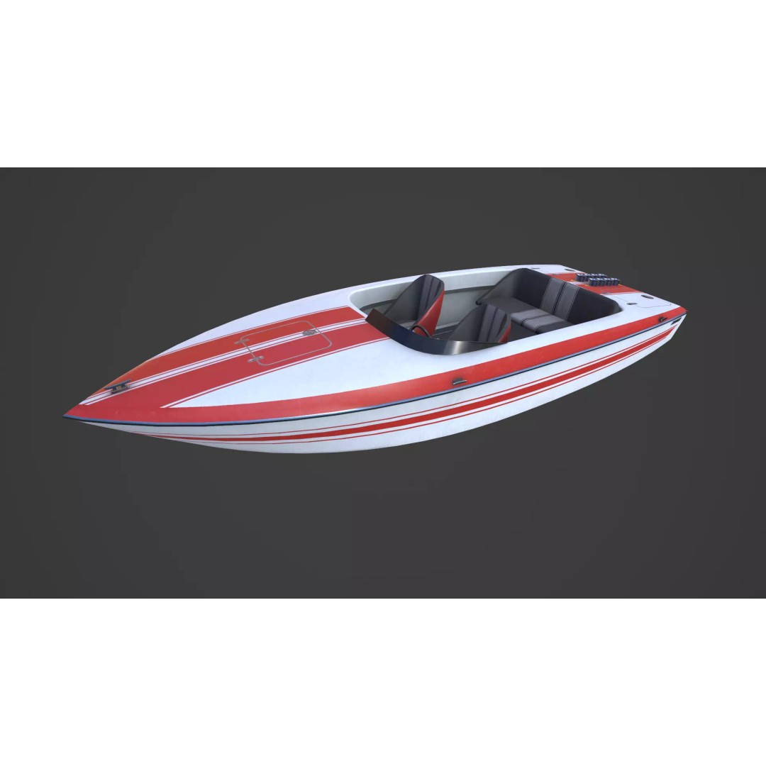 Speedboat 3D Model – Low Poly PBR Game Asset, FBX, OBJ, Blender - View 3