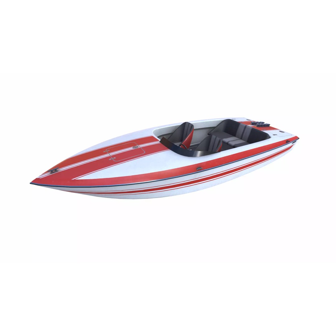 Speedboat 3D Model – Low Poly PBR Game Asset, FBX, OBJ, Blender - View 4