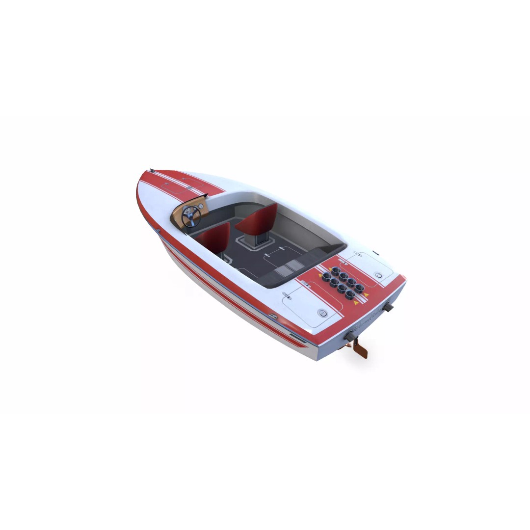 Speedboat 3D Model – Low Poly PBR Game Asset, FBX, OBJ, Blender - View 5