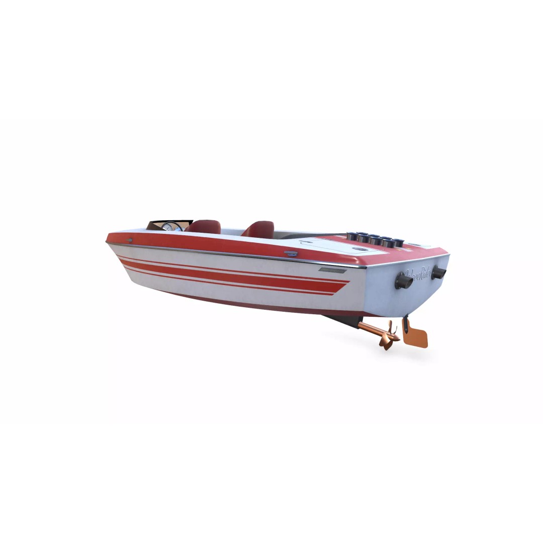 Speedboat 3D Model – Low Poly PBR Game Asset, FBX, OBJ, Blender - View 6
