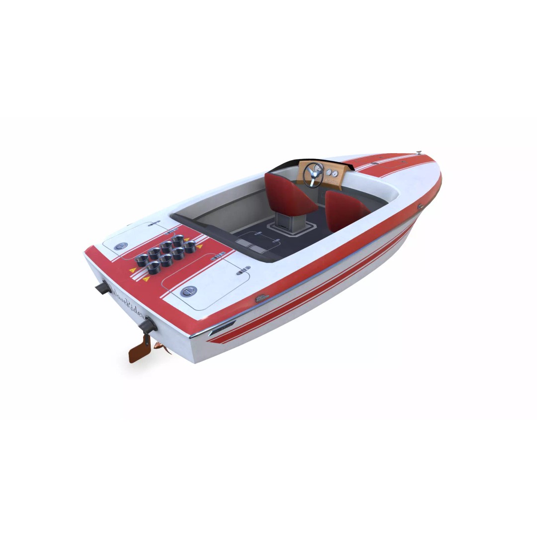 Speedboat 3D Model – Low Poly PBR Game Asset, FBX, OBJ, Blender - View 9