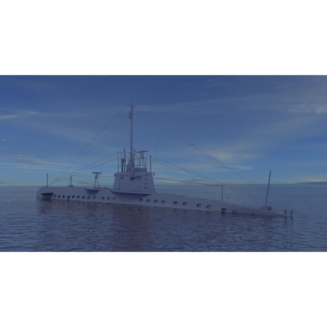 SM UB 16 U-boat 3D Model – Low Poly Historical Submarine, FBX, OBJ