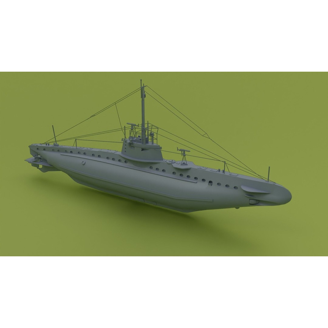 SM UB 16 U-boat 3D Model – Low Poly Historical Submarine, FBX, OBJ - View 10