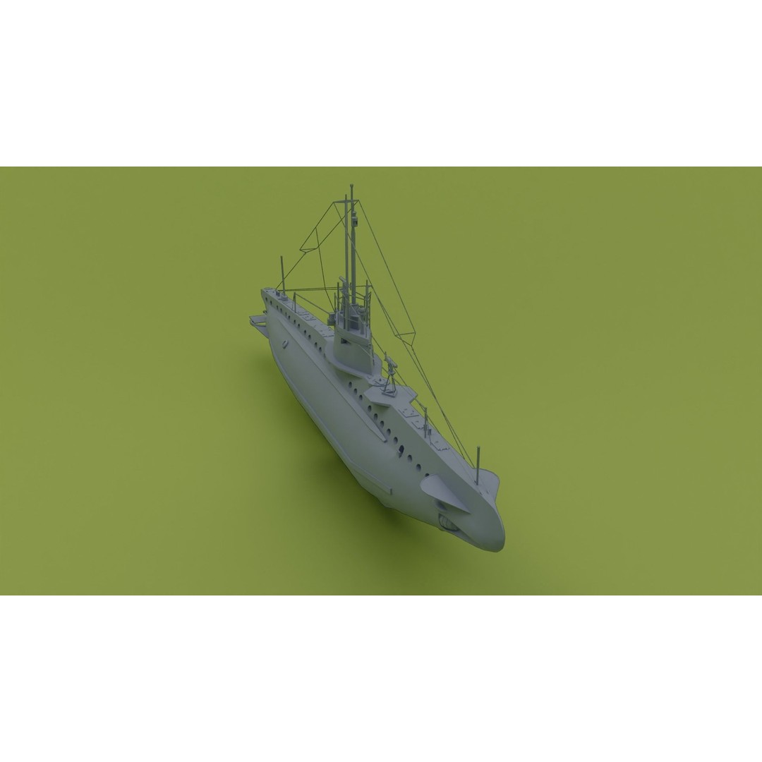 SM UB 16 U-boat 3D Model – Low Poly Historical Submarine, FBX, OBJ - View 11