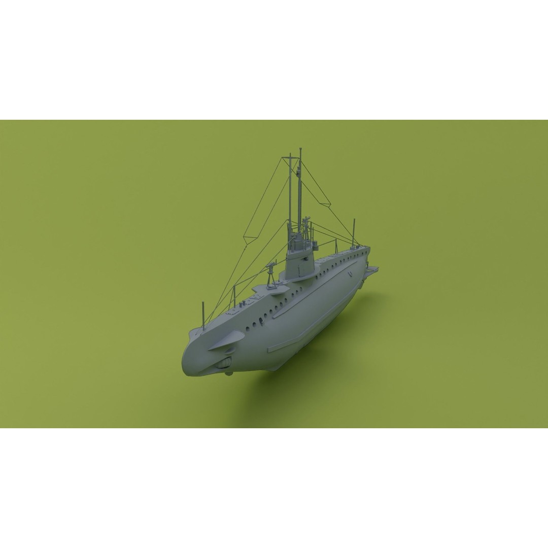 SM UB 16 U-boat 3D Model – Low Poly Historical Submarine, FBX, OBJ - View 12
