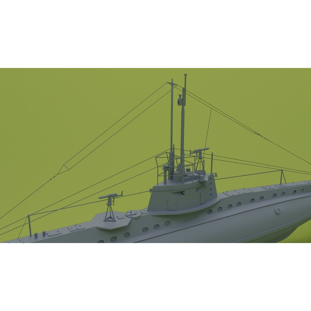 SM UB 16 U-boat 3D Model – Low Poly Historical Submarine, FBX, OBJ - View 15