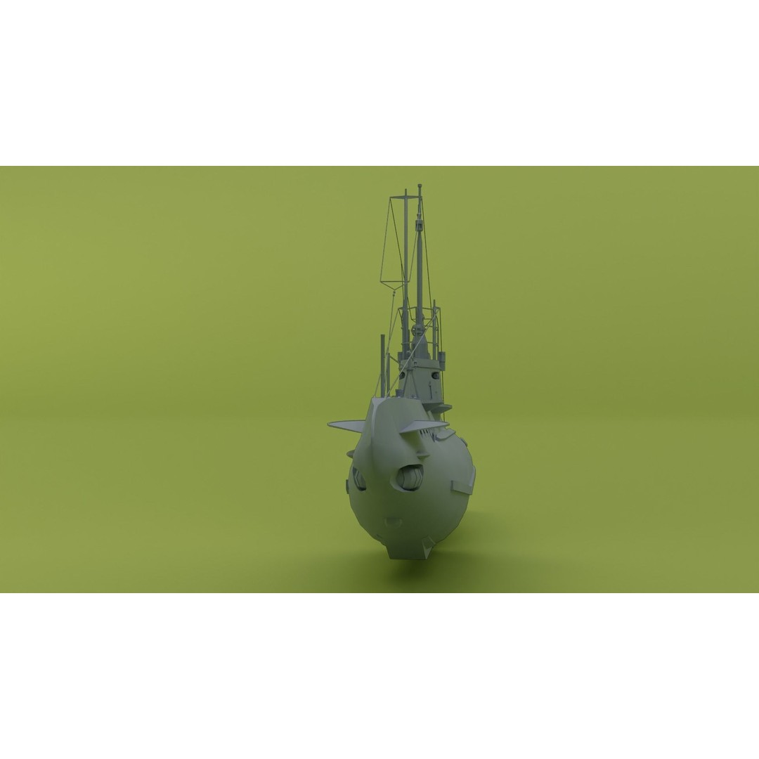 SM UB 16 U-boat 3D Model – Low Poly Historical Submarine, FBX, OBJ - View 16