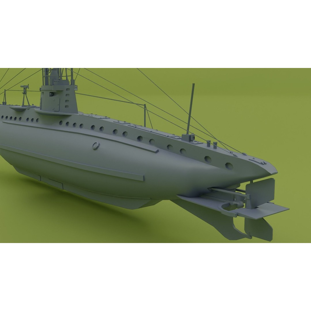 SM UB 16 U-boat 3D Model – Low Poly Historical Submarine, FBX, OBJ - View 18