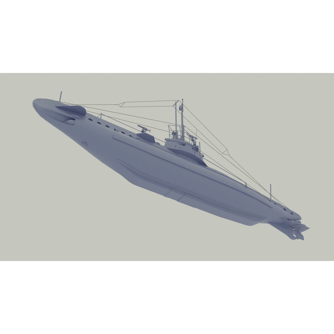 SM UB 16 U-boat 3D Model – Low Poly Historical Submarine, FBX, OBJ - View 19