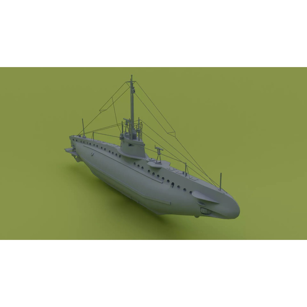 SM UB 16 U-boat 3D Model – Low Poly Historical Submarine, FBX, OBJ - View 2