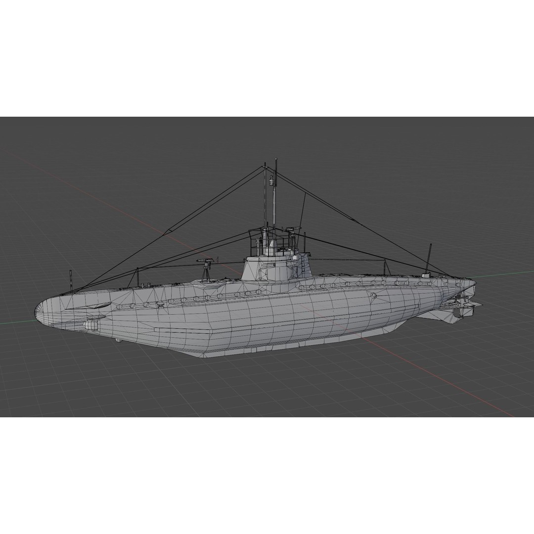 SM UB 16 U-boat 3D Model – Low Poly Historical Submarine, FBX, OBJ - View 20