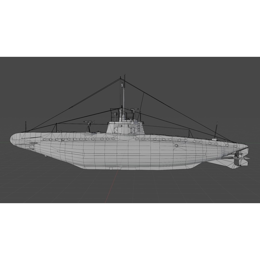 SM UB 16 U-boat 3D Model – Low Poly Historical Submarine, FBX, OBJ - View 21