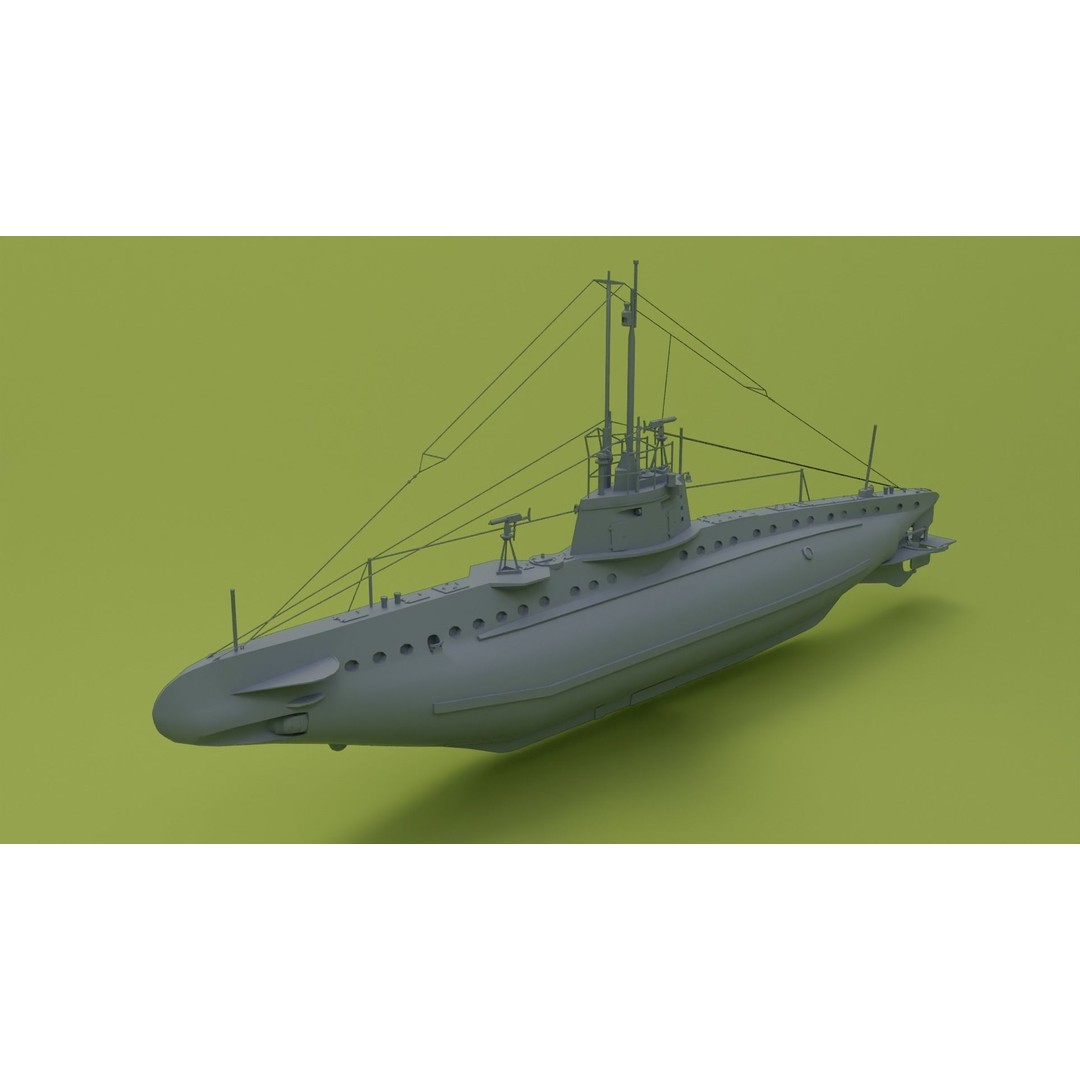 SM UB 16 U-boat 3D Model – Low Poly Historical Submarine, FBX, OBJ - View 4