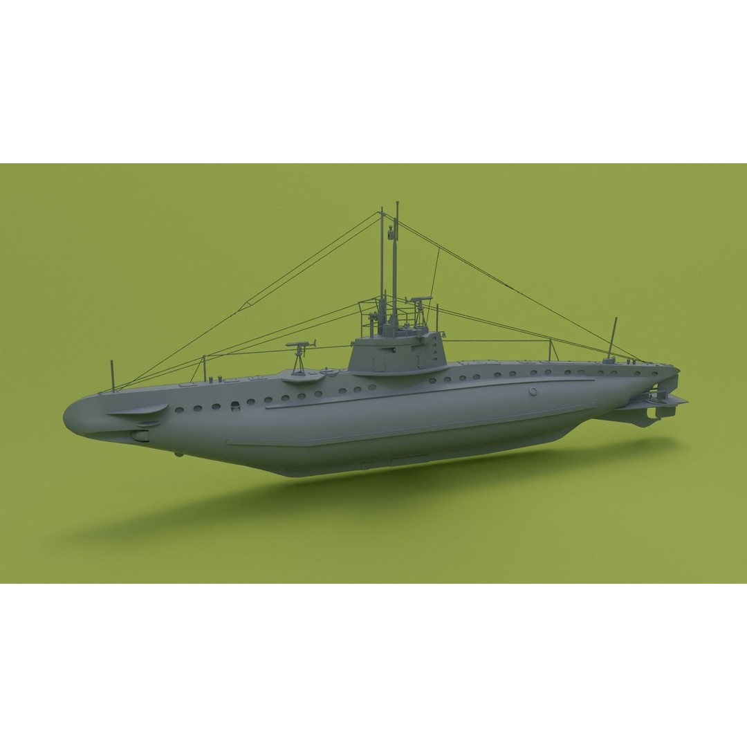 SM UB 16 U-boat 3D Model – Low Poly Historical Submarine, FBX, OBJ - View 5