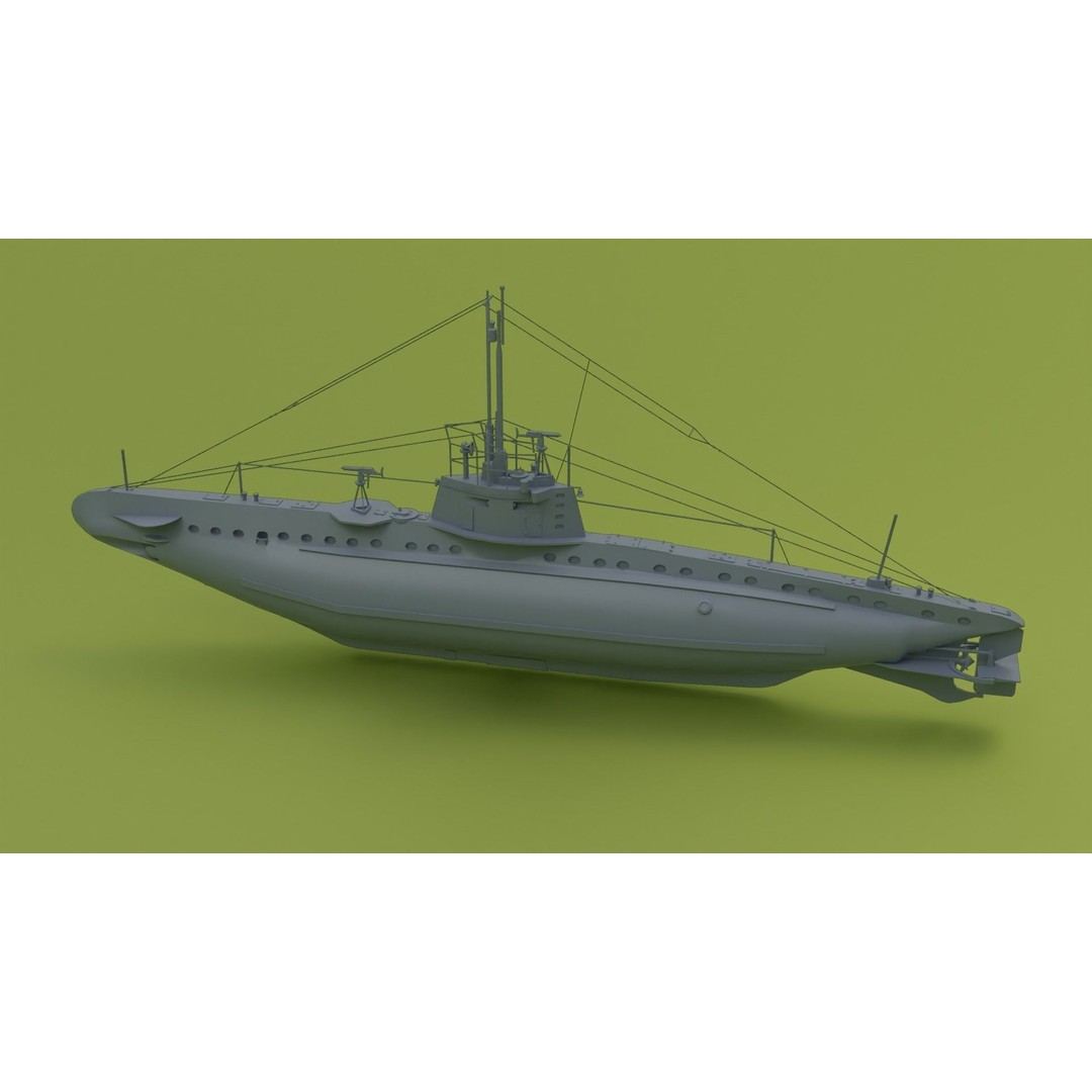 SM UB 16 U-boat 3D Model – Low Poly Historical Submarine, FBX, OBJ - View 6
