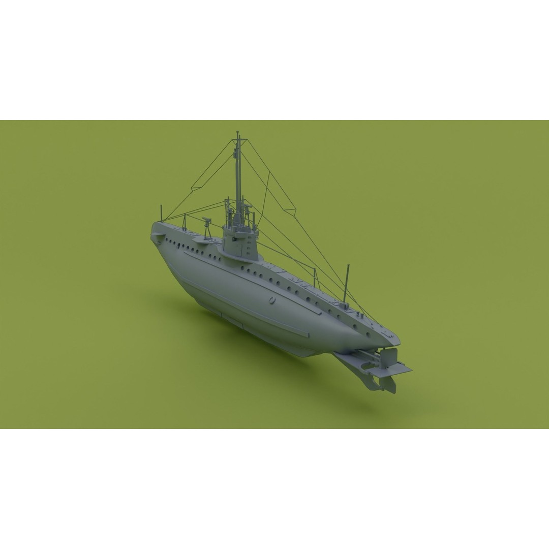 SM UB 16 U-boat 3D Model – Low Poly Historical Submarine, FBX, OBJ - View 7