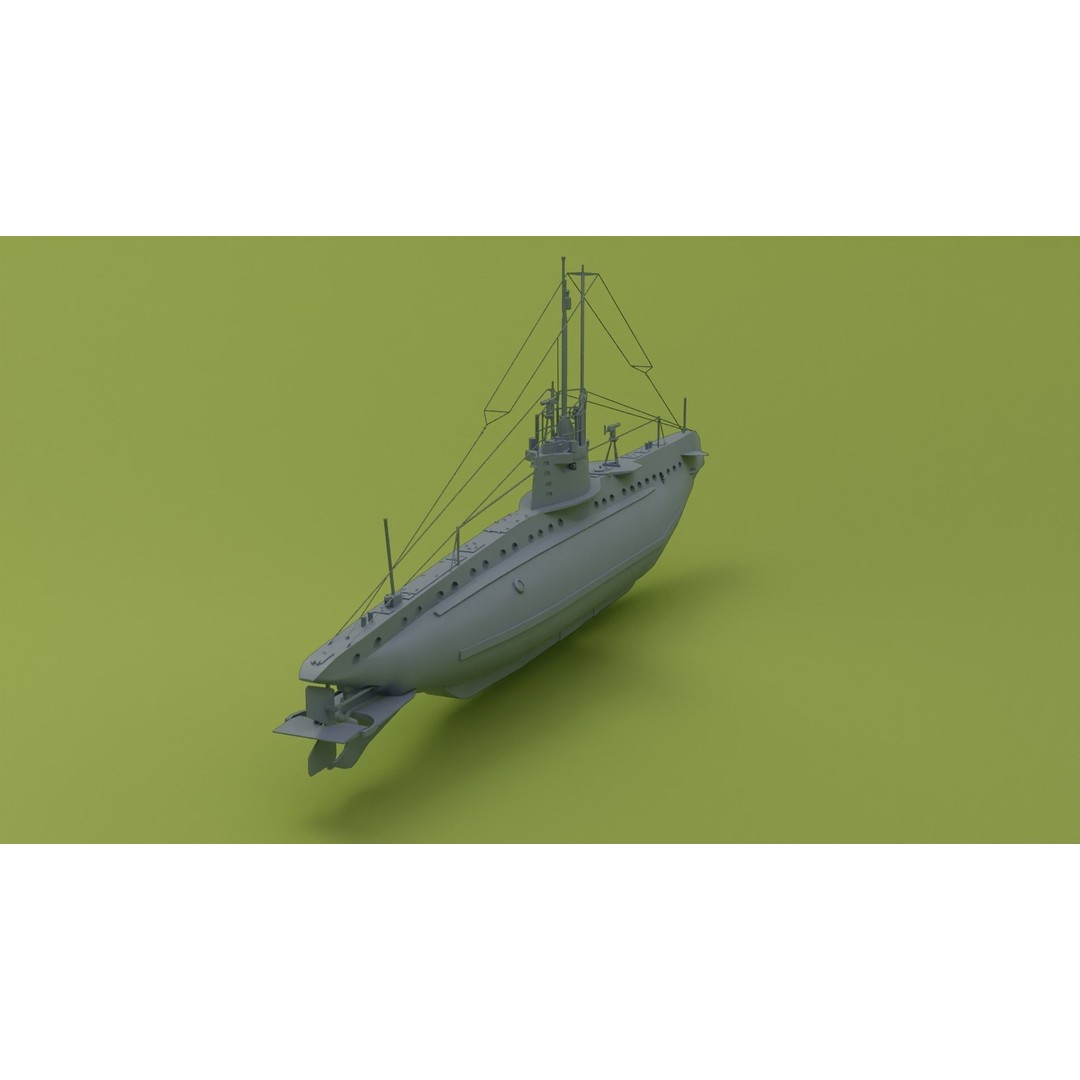 SM UB 16 U-boat 3D Model – Low Poly Historical Submarine, FBX, OBJ - View 8