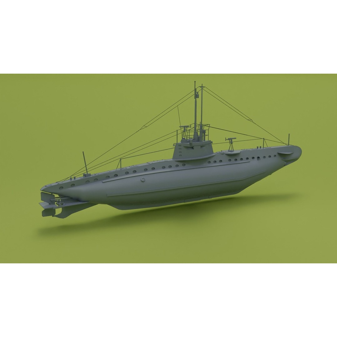SM UB 16 U-boat 3D Model – Low Poly Historical Submarine, FBX, OBJ - View 9