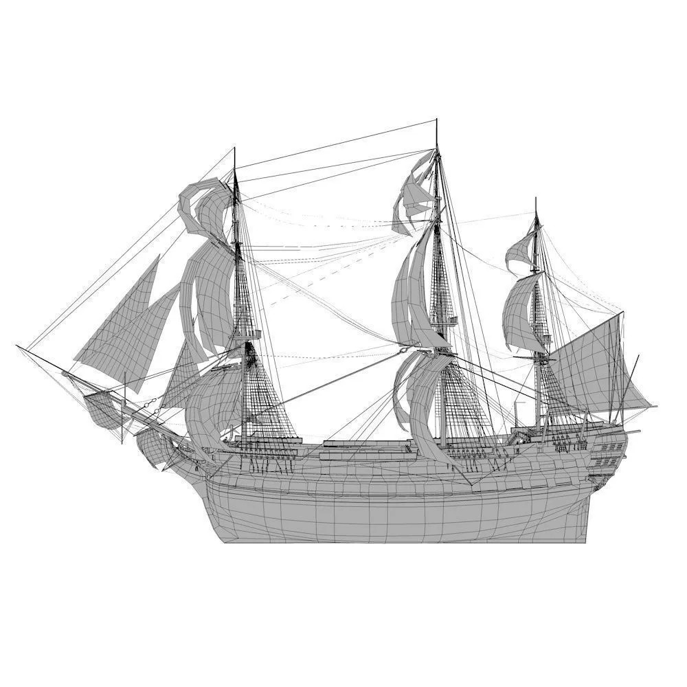 HMS Vanguard 3D Model – Low Poly Historic Warship, Rigged, FBX