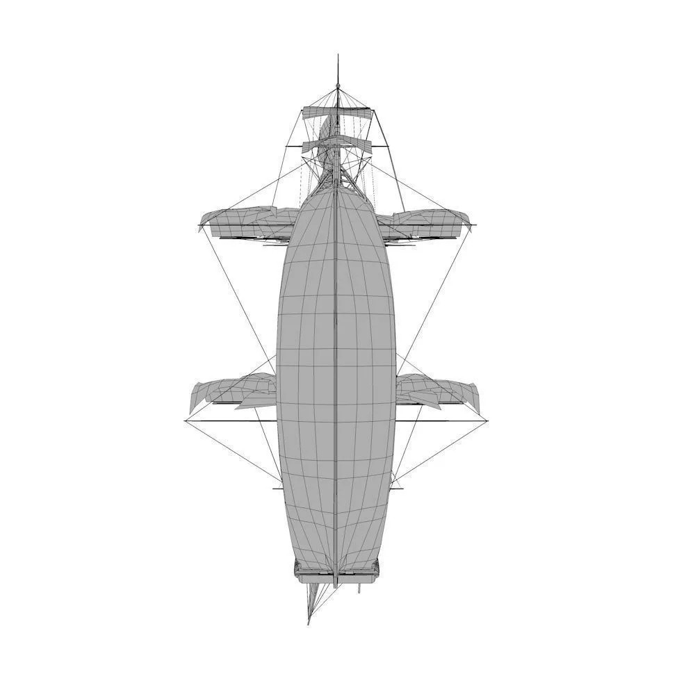 HMS Vanguard 3D Model – Low Poly Historic Warship, Rigged, FBX - View 10