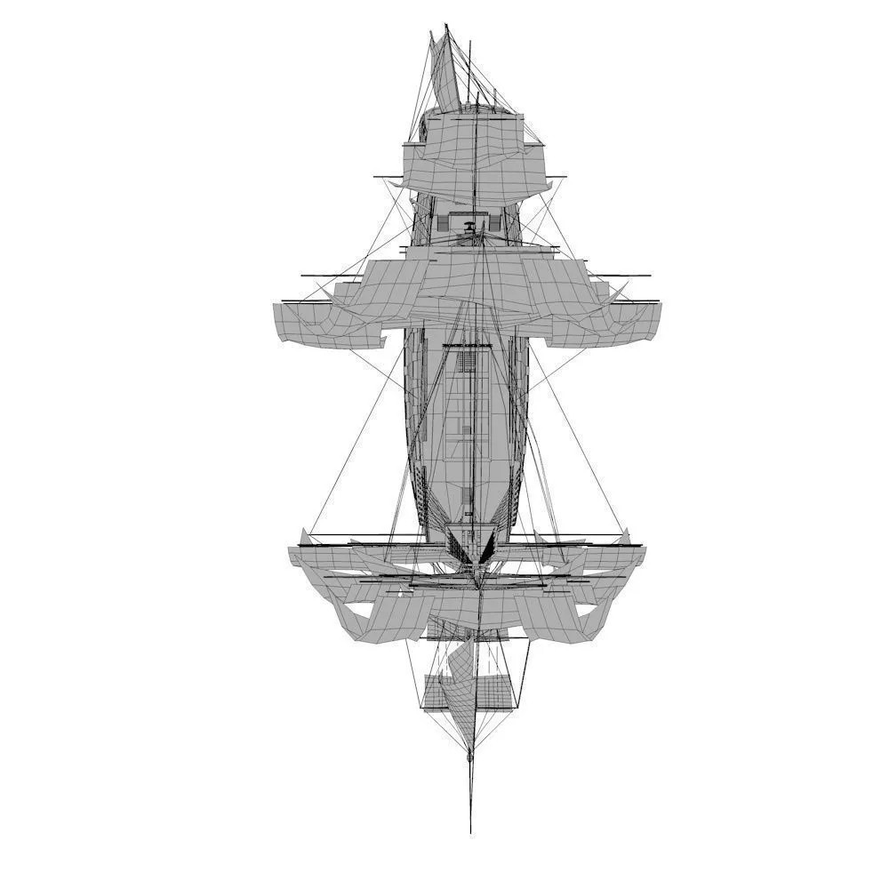 HMS Vanguard 3D Model – Low Poly Historic Warship, Rigged, FBX - View 11
