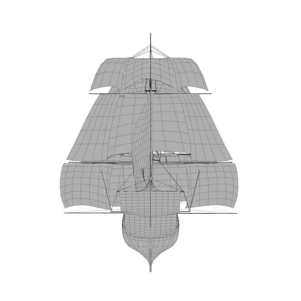 HMS Vanguard 3D Model – Low Poly Historic Warship, Rigged, FBX - View 12