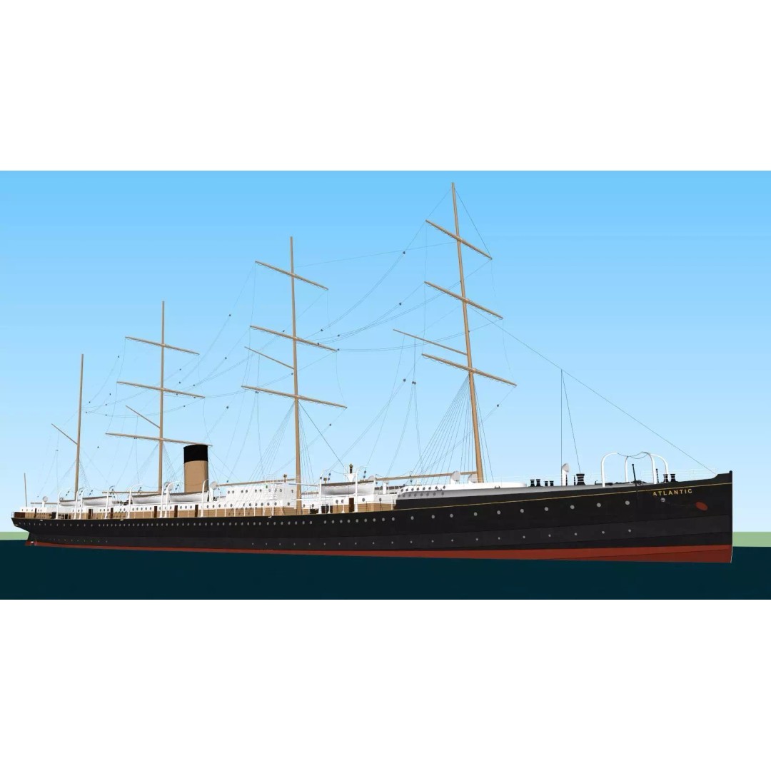 SS Atlantic 3D Model – Historical Ocean Liner, FBX, PBR - View 2