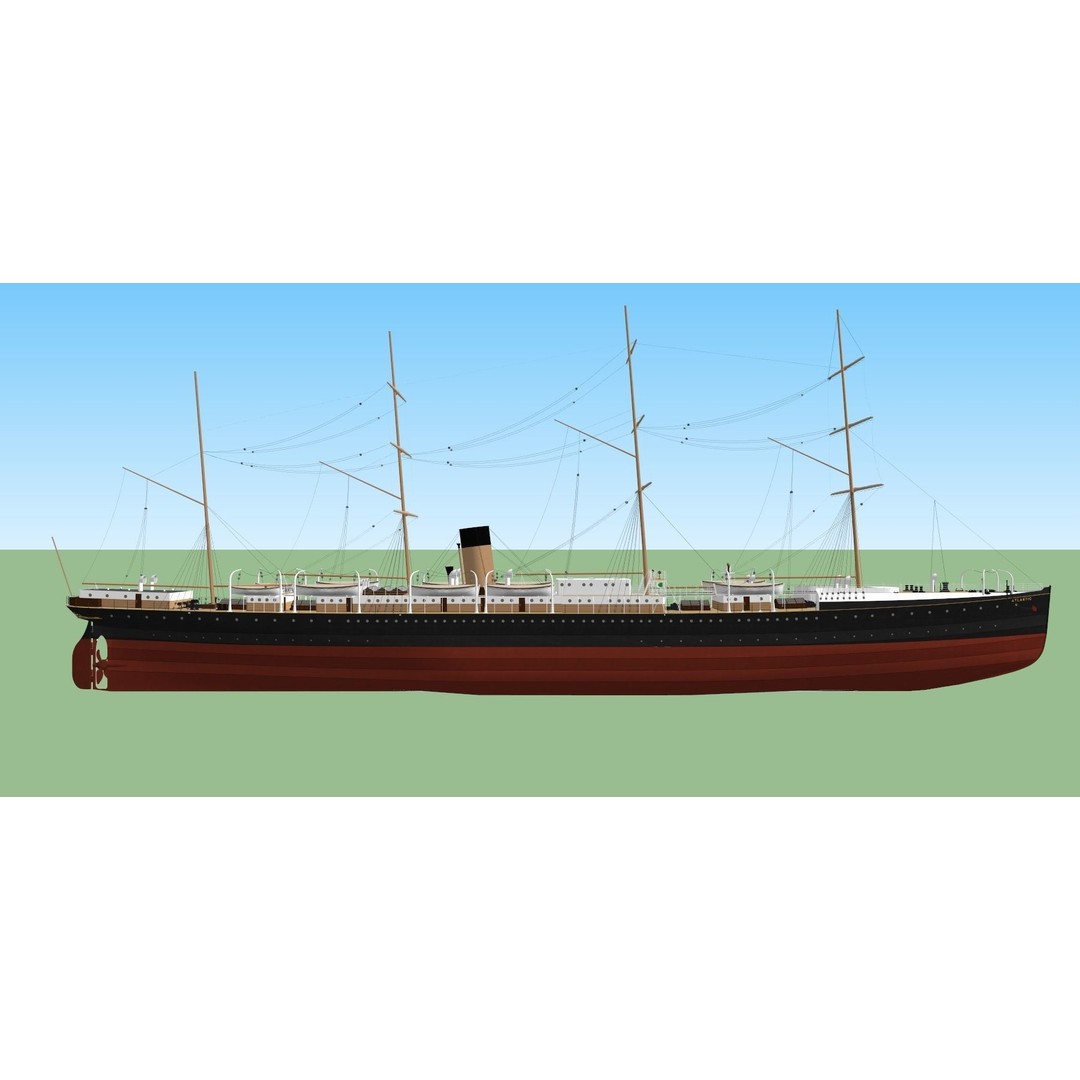 SS Atlantic 3D Model – Historical Ocean Liner, FBX, PBR - View 4
