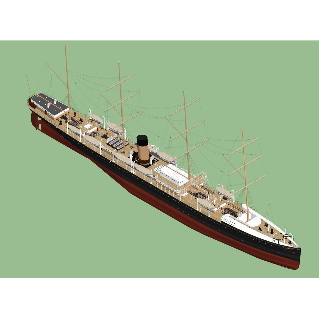 SS Atlantic 3D Model – Historical Ocean Liner, FBX, PBR - View 7