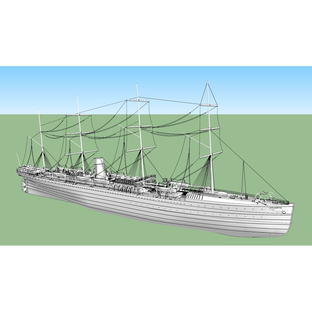 SS Atlantic 3D Model – Historical Ocean Liner, FBX, PBR - View 8