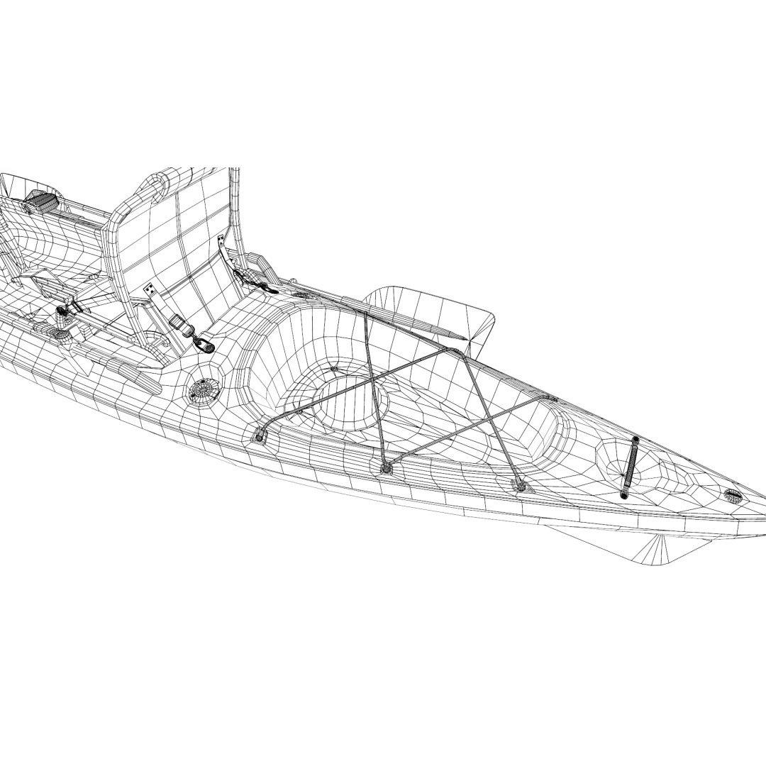 Fishing Kayak 3D Model – Low Poly PBR Game Asset, FBX, OBJ